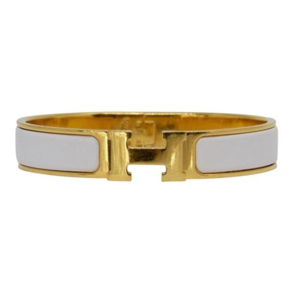 Hermès White / Gold And Clic Bracelet